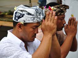 Locals praying in a temple